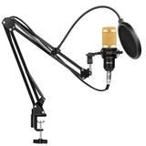 Adjustable Suspension Arm Stand with Pop Filter - Microphone Holder Clip and Table Mounting Clamp for BM800 Microphone