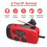 Portable Multifunctional Radio: Hand-Cranked and Solar-Powered, FM/AM/WB NOAA Weather Radio, Emergency LED Flashlight, and Power Bank