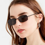 Unisex Small Retro Rectangle Sunglasses: Unisex Metal Frame Eyewear with Clear Lenses for Outdoor Sun Protection