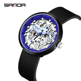 SANDA Stylish Quartz Wristwatch – Waterproof Round Dial with Fluorescent Silicone Strap – Unisex Design