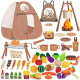 Camping Set for Kids: Tent Toy, BBQ Grill, Pretend Play Kitchen, Cutting Food Set—Indoor and Outdoor Toys, Toddler Gift