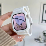 Stylish Clear Apple Watch Silicone Band + Case: Compatible with Apple Watch Series 7-1, Sizes 38mm-45mm