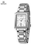 MEGIR Women's White Watch: Luxury Brand, Waterproof, Stainless Steel Bracelet, Stylish Wristwatch