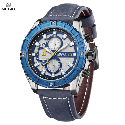 MEGIR Luxury Sports Military Men's Watch: Fashionable Casual Quartz Wristwatch with Luminous Chronograph