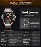 MEGIR Men's Military Sport Watch: Waterproof, Leather Quartz Chronograph with Calendar