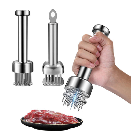 Heavy Duty Stainless Steel Meat Tenderizer – Sharp Needle Blade Mallet for Tenderizing Beef & Turkey