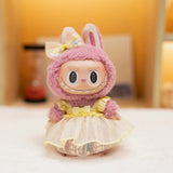 Labubu Doll Sequined Gauze Dress Set – 7 Color Options with Bow Detail for 17cm Plush Dolls, Dress-Up Accessories for Stylish Displays