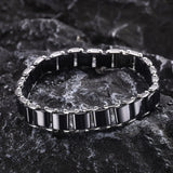 Men's 11.3mm Black Ceramic Chain Bracelet – Rock Punk Style with Stainless Steel Bicycle Links | Father's Day Luxury Gift