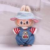 Labubu V1 Doll Clothing Replacement Set – 17cm Vinyl Pendant Outfit with Hat & Overalls for DIY Styling and Fashion Doll Accessories