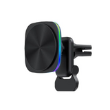 Magnetic Car Phone Holder with RGB Lighting: Wireless 30W Charger for iPhone 14, 13, 12 Pro Max - Fast Charging with Macsafe Compatibility