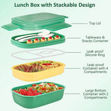 BPA-Free Stackable 3-Layer Bento Lunch Box – Large Capacity with Built-In Utensils for Kids and Adults