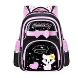 Charming PU Leather School Backpack for Girls: Waterproof with Cat Bow Knot, Ideal Children's Gift