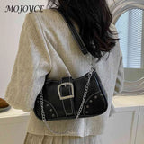 Fashionable Shoulder Bag: Cool Crescent Style, High-Quality with Chain Ornament