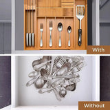 Expandable Premium Bamboo Silverware Organizer with Removable Knife Block – Large Kitchen Drawer Organizer