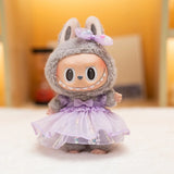 Labubu Doll Sequined Gauze Dress Set – 7 Color Options with Bow Detail for 17cm Plush Dolls, Dress-Up Accessories for Stylish Displays