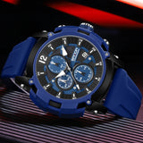 Men's Trendy Quartz Wristwatch - Waterproof & Shockproof, Fluorescent Dial with Stopwatch and Date for Men