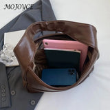 Retro Leather Shoulder Bag for Women: Spacious Tote with Casual Style