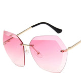 Women's Retro Gradient Rimless Sunglasses Vintage Style for Women and Men UV400 Protection