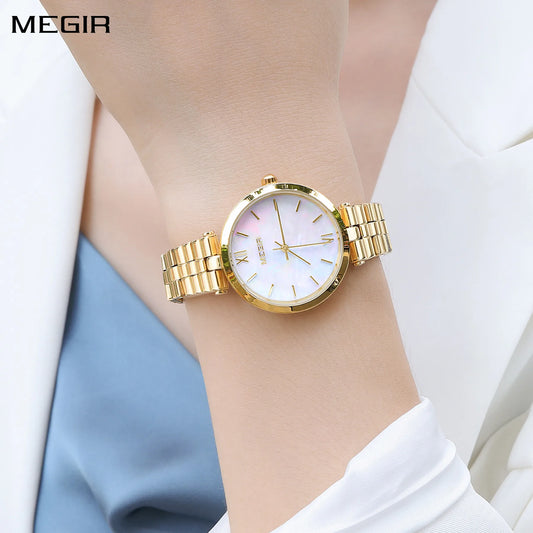 MEGIR Ladies Luxury Bracelet Quartz Watch: Stylish Casual Steel Timepiece