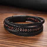 Men's Stainless Steel Microfiber Leather Bracelet – Classic Fashion Multilayer Design | Bangle Jewelry Gift