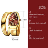 Snake Shape Luxury Women's Wristwatch with Steel Unique Gold Quartz Movement - Elegant Ladies' Watch