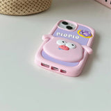 Adorable 3D Pink Pig with Donut Silicone Case for iPhone 7/8 Plus to 14 Pro Max, Creative Cartoon Design