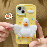 3D Duck Silicone Case with Foldable Wings for iPhone 11-14 Pro Max, Soft and Fun Cartoon Design