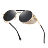 Vintage Round Steampunk Sunglasses for Men and Women: Classic Metal Frames Ideal for Summer Travel, Providing UV400 Protection and Stylish Eyewear Shades