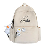 Simple Solid-Colored Smile Book Bag: High School Backpacks for Girls and Boys, Perfect for College Students and Women in Black