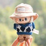 Labubu V1 Doll Clothing Replacement Set – 17cm Vinyl Pendant Outfit with Hat & Overalls for DIY Styling and Fashion Doll Accessories