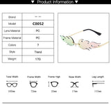 Elegant Fire Flame Sunglasses for Women: Rimless Wave Metal Shades with Mirrored Eyewear and UV400 Protection