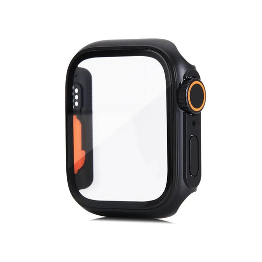 Glass+Case for Apple Watch Series 8 7 45mm 41mm Case Change to Ultra for IWatch 4 5 6 SE 44mm 40mm Screen Protector Cover Bumper