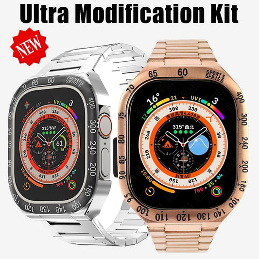 Luxury Metal Case for Apple Watch Ultra 49mm Modification Kit Stainless Steel Digital Bezel Strap for IWatch Ultra 49mm Bracelet