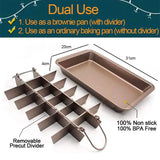 Non-Stick Brownie Pan with 18 Dividers, Carbon Steel Pre-Cut Baking Tray for Brownies, Bread, Chocolate, and Cake Mold