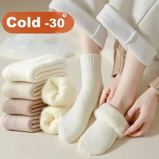 3 Pairs of Women's Wool Socks: Soft, Thick, and Plush for Winter Warmth, Ideal for Postpartum and Sleep