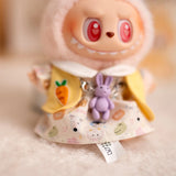 Labubu Idol Doll Big Bow Dress Set – 17cm Plush Outfit with Doll Collar, Rabbit Hanging Charm & Three-Piece Accessories for Cute Styling