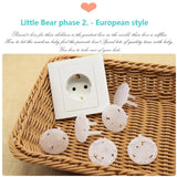 European Standard Child Safety Outlet Cover: Thick Circular Head Design with Teddy Bear, 2-Phase Plug, 2-Hole Anti-Electric Shock Protection