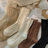 3 Pairs of Cashmere Wool Socks Set for Women: Winter-Thick, Warm in Black and White, Solid Color