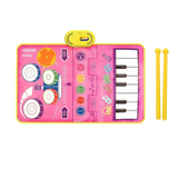 Kids' 2-in-1 Piano Mat: Piano Keyboard & Jazz Drum Music Touch Play Carpet, Educational Toy