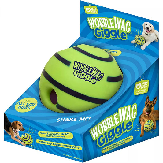 Glowing Wobble Wag Giggle Ball: Fun Interactive Dog Toy, Makes Giggle Sounds When Rolled or Shaken, Featured on TV, Loved by Pets