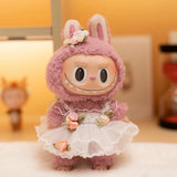 Labubu Idol Doll Wedding Dress – 17cm Rose Butterfly Gown Outfit Accessories for Mini Plush Dolls DIY Gift