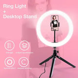 Dimmable LED Ring Light Selfie Lamp with Tripod - Perfect for Vlogging, Makeup Tutorials, YouTube, and TikTok, Includes Bluetooth Remote