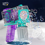 Automatic Bubble Machine – LED Light, 10-Hole Transparent Bubble Gun Toy with Electric One-Key Operation – Ideal Summer Outdoor Gift for Kids