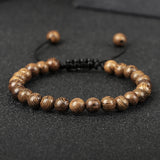 Vintage Men's Tibetan Buddha Bracelet – 6/8/10/12mm Natural Wood Beads | Ethnic Tribal Charm Wristband Jewelry