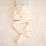 Labubu Doll Beige Hat & Scarf Set – Elegant Outfit Accessories for 17cm Pendant Plush Dolls, Perfect for DIY Styling and Dress-Up