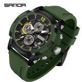 Men's Trendy Quartz Wristwatch - Waterproof & Shockproof, Fluorescent Dial with Stopwatch and Date for Men