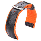 Leather and Rubber Watchbands - Unisex Yellow, Orange, and Black Straps, Available in 18mm, 20mm, and 22mm with Pin Buckle