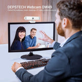 DW49 4K PC Webcam with Noise-Canceling Microphone, Privacy Cover, Tripod, USB Web Camera for Office Use