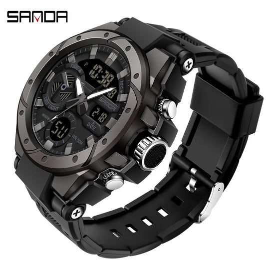 Men's Luxury Sport Chronograph - Luminous Waterproof Quartz Digital Wristwatch with Large Dial