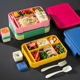 1330ML Durable Leak-Proof Bento Lunch Box – 6-Section Food Organizer with Included Cutlery for Children and Adults | Ideal for School Meals